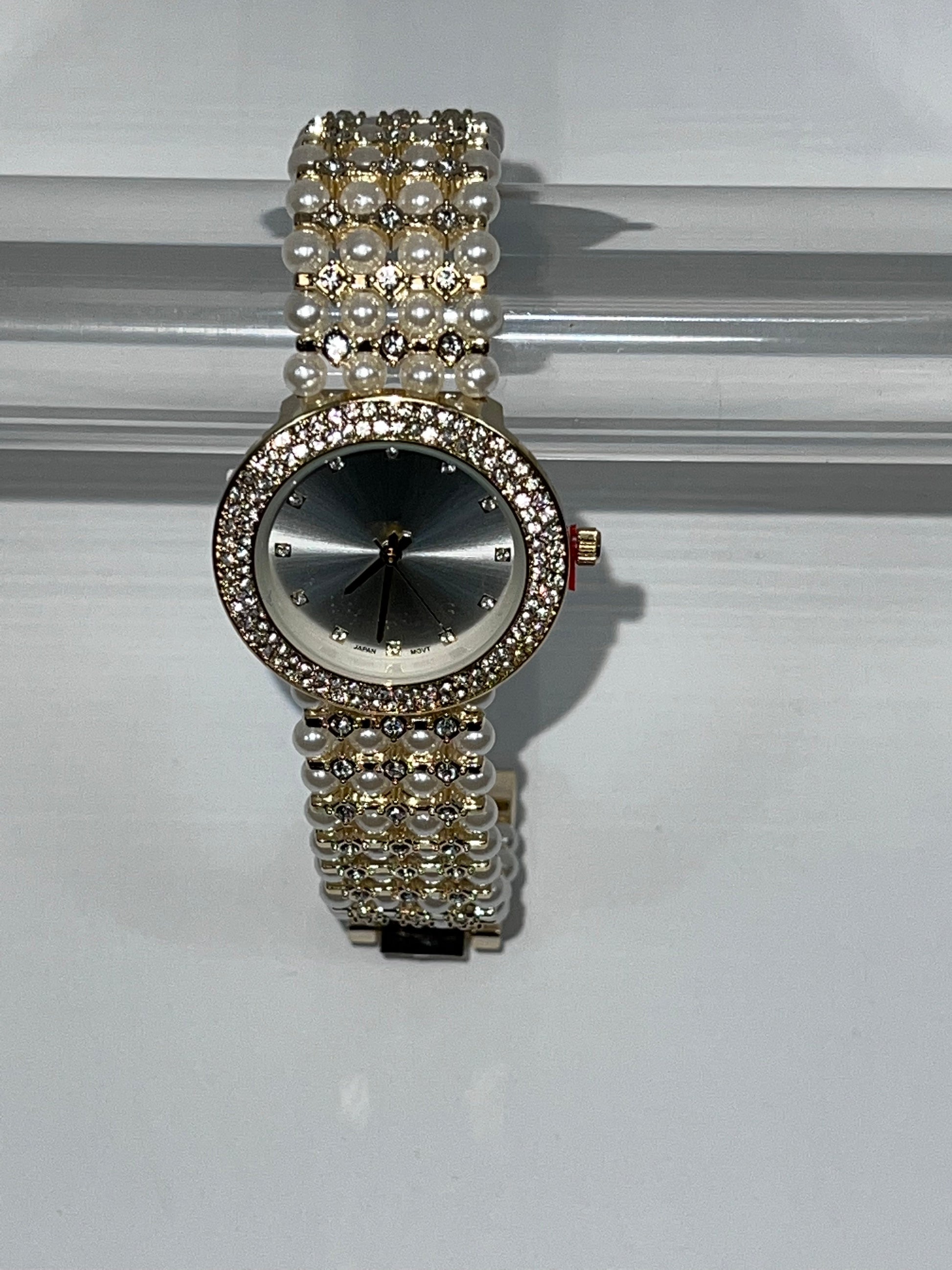 Pearl and rhinestone watch