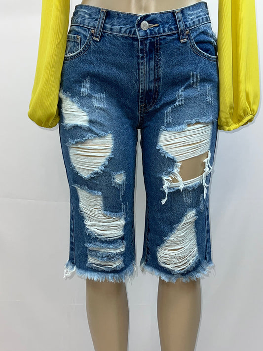 Distressed Jean Bermudas