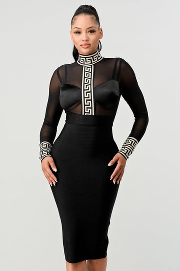 Cleo Long Sleeve Fitted Dress - Women's Bodycon Dress | Fashion Jade Dresses Fashion Jade
