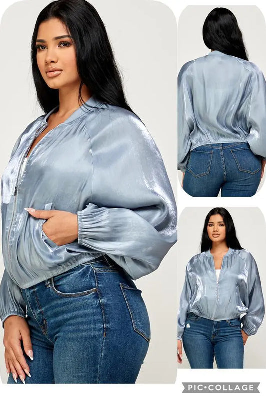 Satin Zip Up Jacket