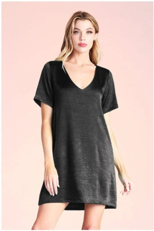 Satin v-neck t-shirt dress