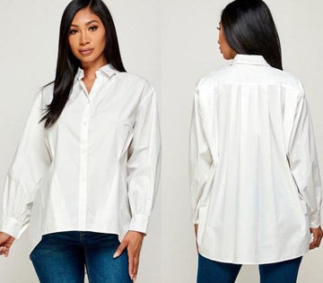 Oversized Button Down Top - Women's Relaxed Shirt | Fashion Jade Fashion Jade Small White