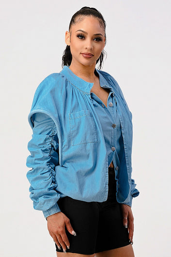 Oversized Button-Down Jean Jacket - Women's Denim Jacket | Fashion Jade Jacket Fashion Jade