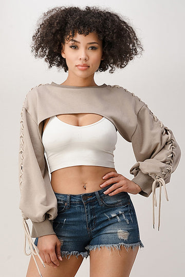 Laced Cut-Out Sweatshirt - Women's Edgy Sweater | Fashion Jade Shirts & Tops Fashion Jade